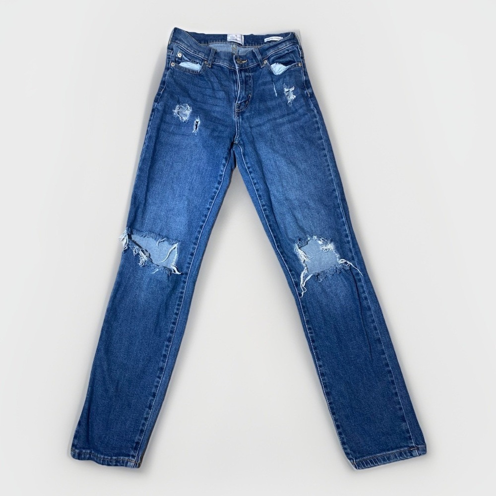 True Craft Womens / Juniors High-Rise Straight Leg Distressed Jeans Size 2